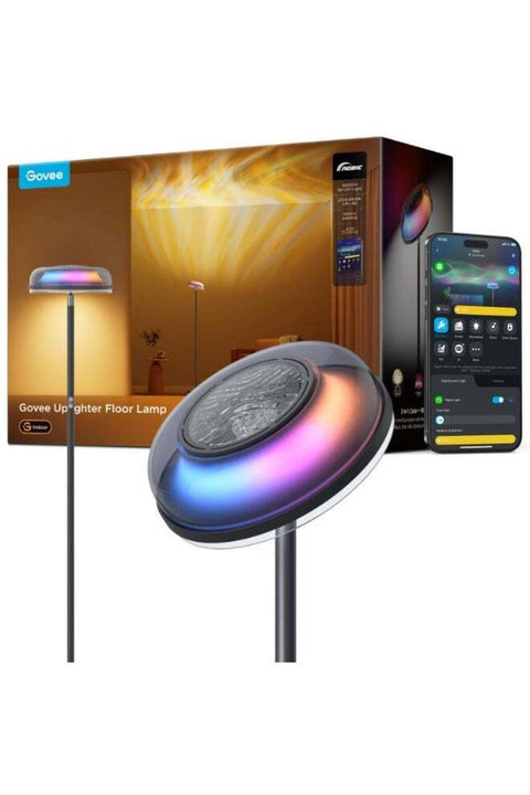 GoveeUplighter Floor Lamps Tri-Zone Independent, RGBIC Warm&Cold White Ripple Lighting Lamp Works with Matter and Alexa, 80+Scene Modes