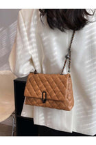 ZORIA Women's Quilted Crossbody Bag, PU Leather Adjustable Chain Shoulder Purse & Evening Handbag - Brown
