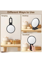 Double Sided Magnifying Mirror 1X/10X, Foldable Black Travel Makeup Mirror – Adjustable Rotation Stand, Multi-Use Hand/Hanging/Desk Vanity Mirror