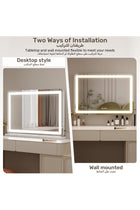 58 x 48cm Vanity Mirror with Lights, Large Smart Makeup Mirror with LED, Dimmable 3-Color Light, USB Charging Port and Magnifying Glass