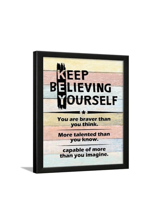 Marketplace Engineered Wood-Inspirational Framed Posters Motivational Quotes Wall Frames -Photos With Quotes-(14 X 11 Inches)(Keep Believing Yourself-Multicolor)