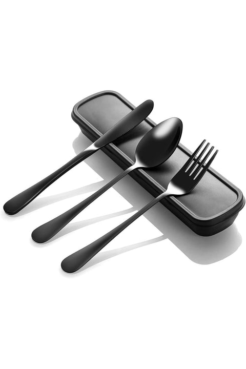 Portable Utensils Set with Case, Stainless Steel Reusable Silverware for Lunch Camping School Picnic