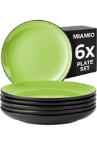 – 6 x Plate/Dinner Plate Set Stoneware Ceramic Tableware Set - Le Papillon Collection (Green, 21 cm)
