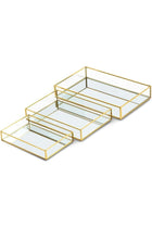3 Pieces Mirror Tray, Rectangle Metal Vanity Mirror Tray,Can be stored for Perfume, Jewelry, Makeup, Cosmetic,Suitable for Dresser, Bedroom,Bathroom,Hotel, 3 Sizes