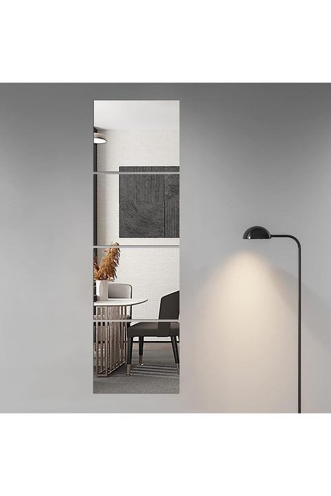 SKY-TOUCH 4PCS 30 * 30cm Glass Full Length Wall Mirror Tiles : Frameless Wall Mounted Mirror for Home Office Bedroom Living Room Bathroom Door Gym