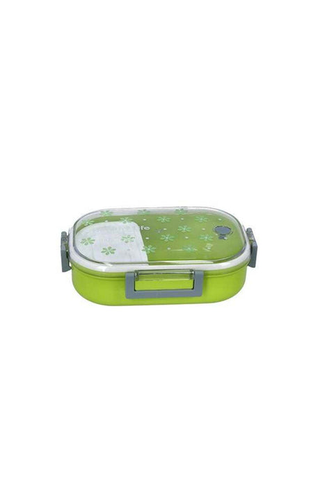 Plastic Lunch Box Green/Clear/Grey