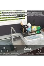 Kitchen Sink Shelf,Soap Sponge Drain Rack Holder,304 Self-Drainage Kitchen Sink Caddy,Rustproof Waterproof Quick Drying Dish Sponge Organizer,Bathroom Accessorie(Black)