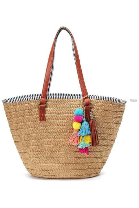 Women's Straw Beach Bag Satchel Bag, Ladies Large Capacity Resort Tote Bag Clutch Bag Handbag