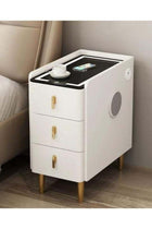 Simple Wireless Charging Night Stand Storage,Smart Nightstand,Bedroom Furniture,Bedroom Side Table, Multi-Function Fingerprint Lock White Dresser With Usb ( white , gray )