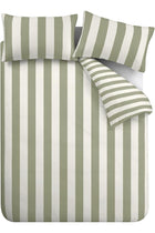 Cove Stripe Reversible Double Duvet Cover Set with Pillowcases Green