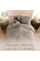 Stone Color Double Duvet Cover Size 220 x 240cm, 280 Thread Count Cool Breathable 100% Long Staple Dyed Cotton With 2 Pillowcases