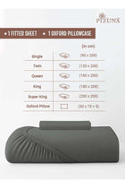 Pure Combed Cotton Single Bed Fitted Sheet 90x200 cm, Dark Grey, 400 Thread Count Cool Luxury Soft