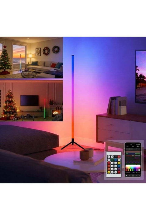 RGB LED Corner Floor Lamp, DIY Floor Lamp with Music Sync and 16 Million Colors, 15 Dynamic Modes, App & Remote Control