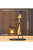 Black Retro Candle Holder African Tribal Lady Rustic Candlestick Holders, Romantic Vintage, Abstract Metal Wire