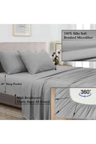 4 Pieces Soft Breathable Queen Sheet Set - Includes 1 Fitted Sheet, 1 Flat Sheet, 2 Pillowcases, Grey