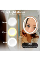 8" Magnifying Mirror with Lights - 10x Magnification Makeup Mirror with Suction Cups – Bathroom Shower Mirror – Easy Install – 360 Degree Swivel Joint (Gold)