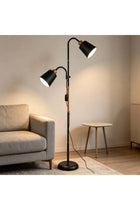 Nordic Minimalist LED Floor Lamp, Modern Dual-Head Standing Lamp for Living Room Bedroom Study, Multi-Function Decorative Tall Lamp