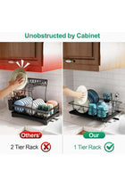 Dish Rack Dish Drying Stand Dish Drainer Plate Rack Dish rake Kitchen Organizer Dish Drying Rack Countertop Large Antibacterial Kitchen Utensils Dish racks Dish Stand (Black)