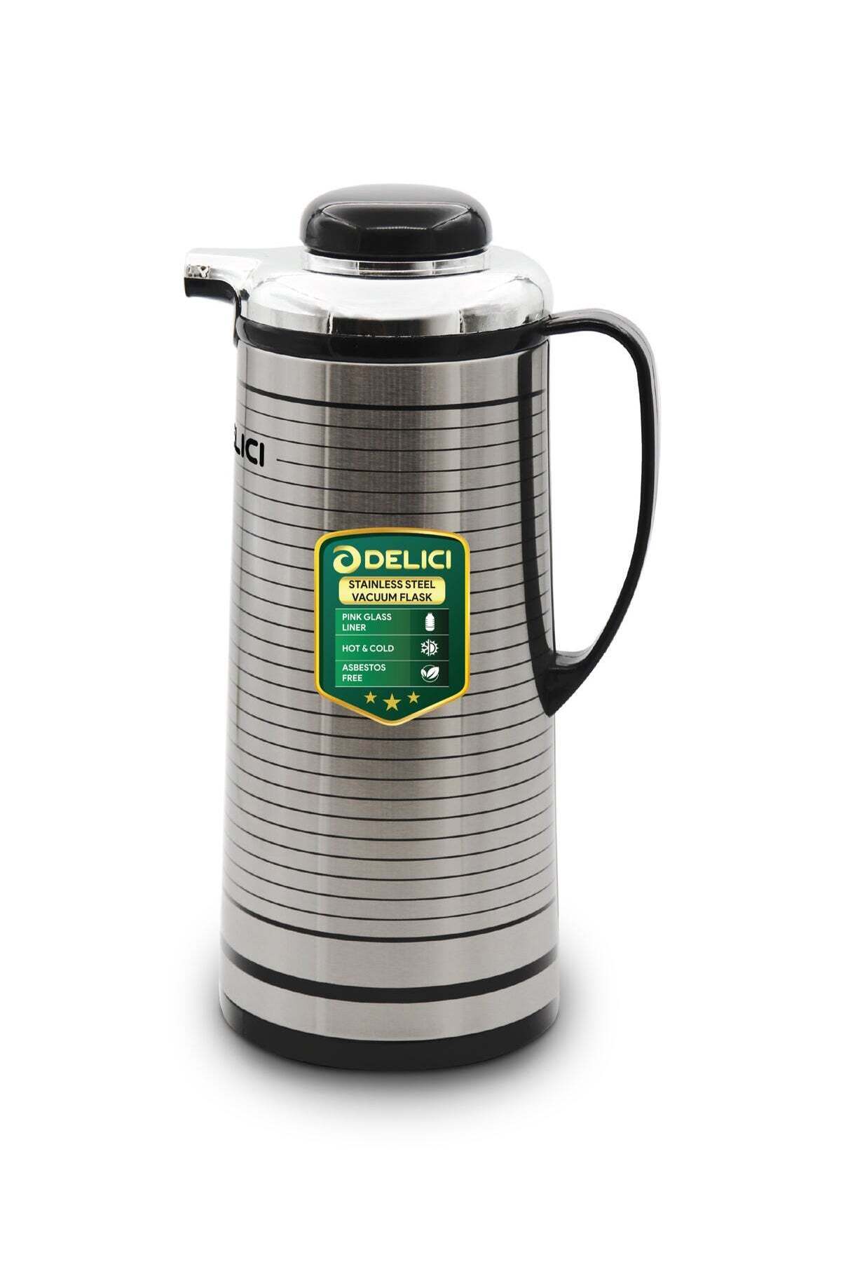Glass Liner Vacuum Flask (DGFK 1300), 1.3 Liters, Vacuum Insulation, Stainless Steel Body