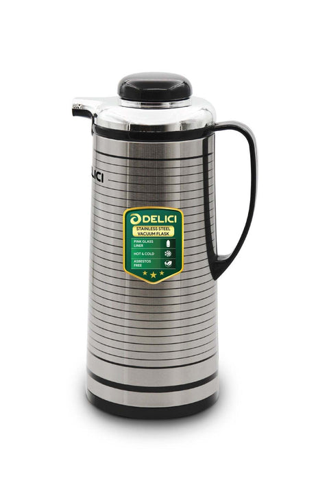 Glass Liner Vacuum Flask (DGFK 1300), 1.3 Liters, Vacuum Insulation, Stainless Steel Body