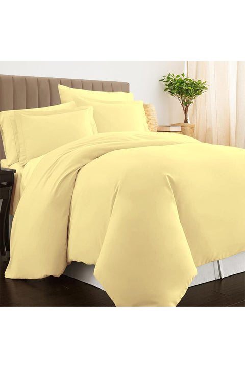 Luxury 100% Cotton Double Duvet Cover Set 200x200 cm Mellow Yellow, 800 Thread Count Comfy Breathable Long Staple Cotton Sateen Weave Duvet Cover Set with 2 Pillowcases (Bedding Set)
