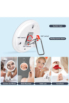 [Upgrade] 20X Magnifying Mirror with Light, Rechargeable 3 Colors Dimming Lighted Mirror with 3 Suction Cups and 360° Stand, 6" Large Travel Tabletop Magnified Makeup Mirror with Tweezers (White)