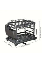 Black Dish Drying Rack With Knife Fork Holder And Cutting Board Rack