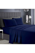 Queen Bed Sheet Set Navy Blue – 4 Piece Bedding Set, Soft Brushed Microfiber