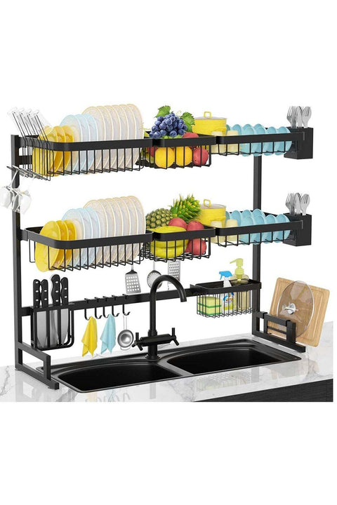3 LayerStainless Steel Kitchen Rack Dish Organizer Drying Rack Above Sink Drain Rack Kitchen Storage Countertop Utensil Holder