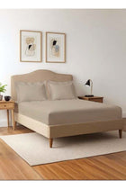 Pure Combed Cotton King Fitted Sheet 180x200 cm Simply Taupe, 400 Thread Count, 2 Pillowcase