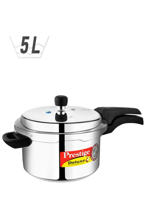 Deluxe Popular Pressure Cooker With Lid, Precision Weight Valve Silver 5Liters