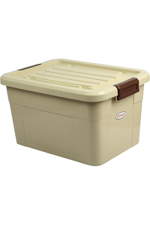 Storage Box 100 L With Lockable Lid & Wheels | Clear Plastic Organizer |Storing Clothes, Toys, Tools, Medicine, Office/Kitchen Supplies, Arts & Crafts (Beige)