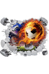 3D wall sticker football breakthrough, 50x40cm wall sticker for children's rooms for boys, wall decoration for children's rooms for boys