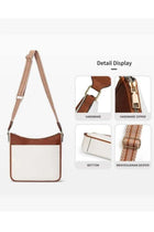 Women Shoulder Bag PU Large-Capacity Multi-Pocket Contrast Stitching Crossbody Satchel