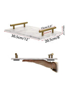 Marble Trinket Vanity Tray with Gold Handle (White) 30x20 cm