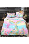 HAVOP Mermaid Duvet Cover Set Double Size Girls Bedding Set Pink Sparkle Tail Quilt Cover Set