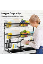 3 Layer Kitchen Organizer Dish Rack Over Sink Cutlery Utensils Washing Cutlery Holder Draining Board Kitchen Storage Dish Drainer Draining Rack