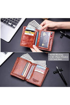 Large Capacity Genuine Leather Bifold Wallet/ Holder for Men with 15 Card Slots QB-027