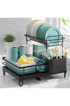 Dish Drying Rack, Multifunctional Dish Rack, Rustproof Kitchen Dish Drying Rack with Drainboard, Space-Saving 2-Tier Dish Drying Rack with a Large Capacity for Kitchen Counter, Stainless Steel D