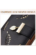 Sweet Cute Chocolate Women's Long Leaf Bifold Wallet Leather Card Holder Purse Zipper Buckle Elegant Clutch