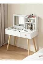 Dresser With Mirror Vanities Table, Makeup Table With Drawer And Shelf, 31.5" Length, White