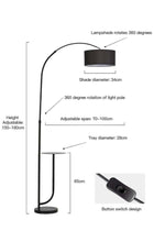 Three-Color Dimmable Vertical Floor Lamp with Warm Light, Marble Base, Coffee Table Tray