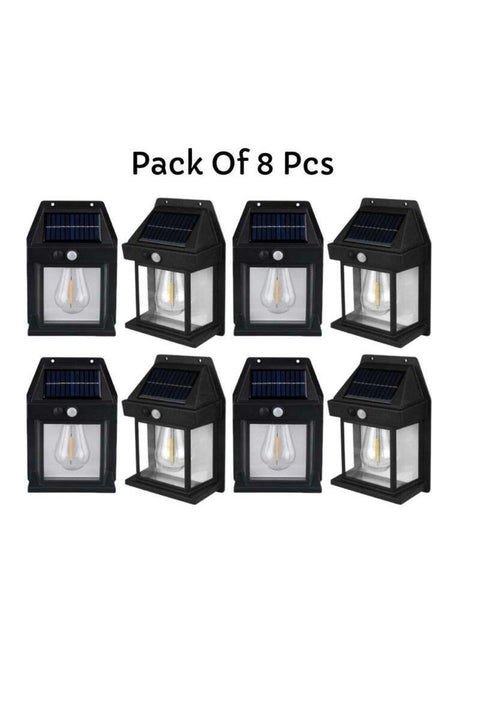 Pack Of 8 Pcs Solar Outdoor Motion Sensor Security Lights with 3 Modes, Wireless, Waterproof, Black