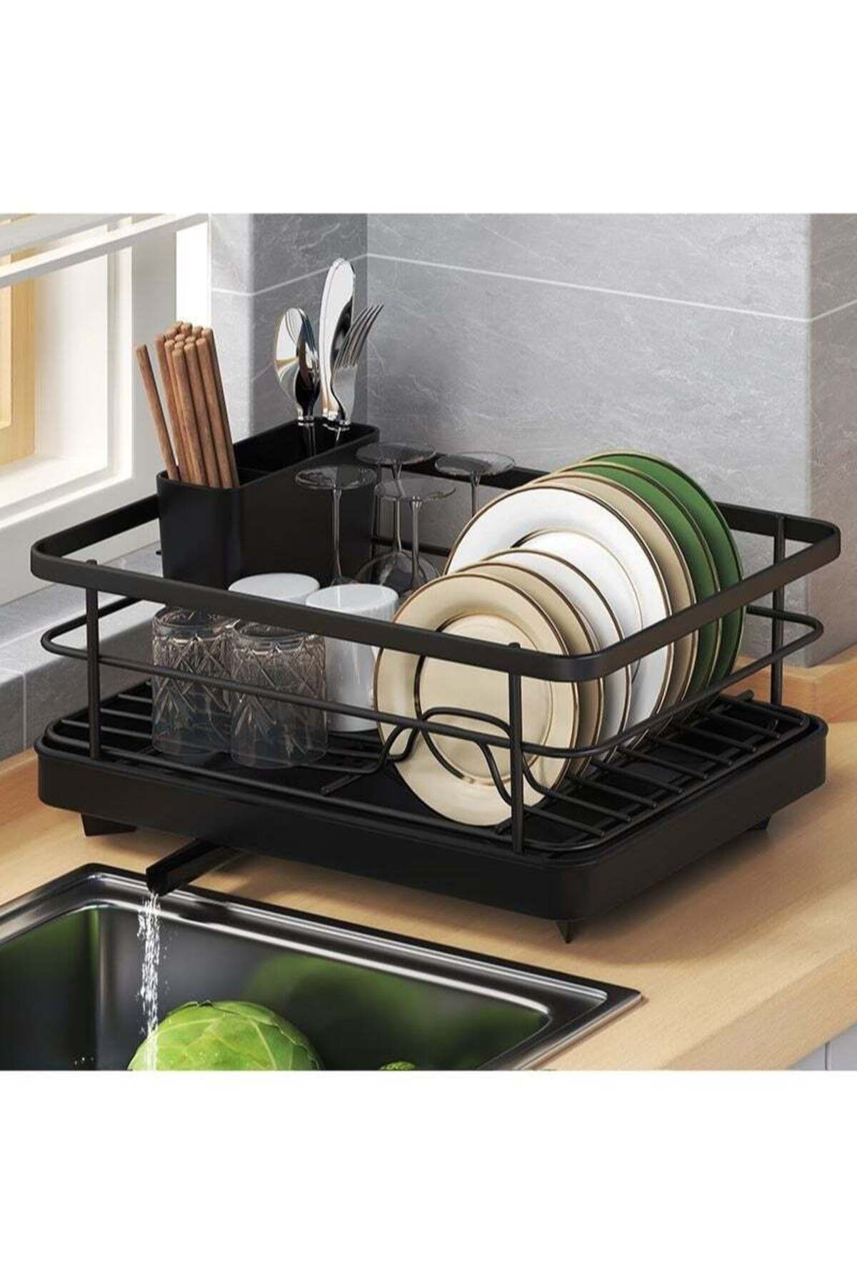 YOUHUAGUO Dish Drying Rack Dish Drainer Countertop Drainboard with Utensil Holder & Plate Stand