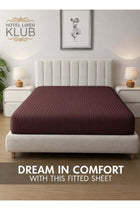 1-Piece Microfiber Fitted Sheet Striped, Color: Chocolate, Size: Double (120×200 cm)