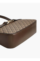 Women Monogram Print Crossbody Bag with Zip Closure