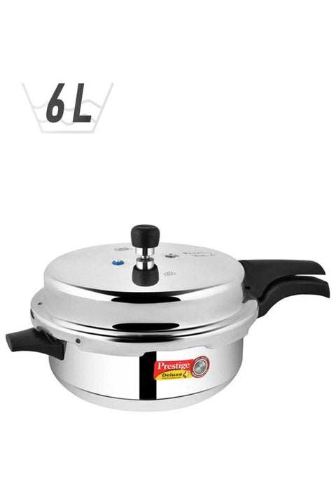 Aluminimum Premium Quality Deluxe Senior Non-Stick Pressure Cooker With Outer Lid Silver Silver 6Liters