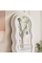 VPHOME Cloud Shaped Wavy Arched Floor Mirror with Flannel Frame, 63"x24" Full Length Freestanding or Wall Mounted Standing Mirror for Bedroom Living Room, White (160x60cm)