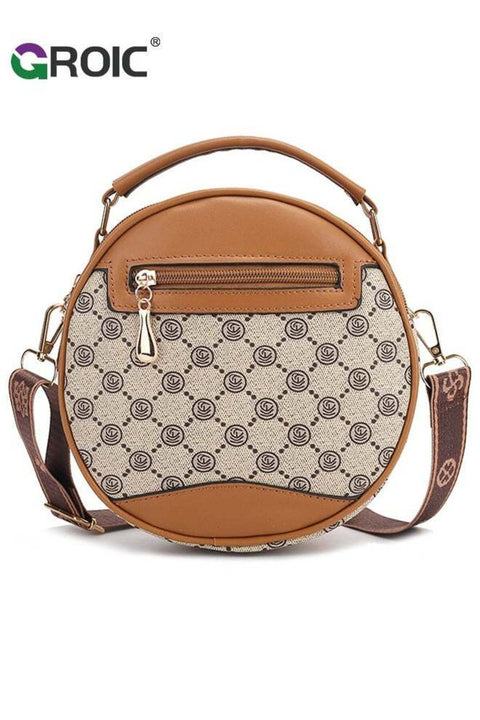Leather Crossbody Bags for Women,Circle Cross Body Shoulder Bag Purses Handbags with Adjustable Straps,Purse for Women