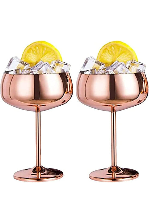 drea Copper Coupe Champagne Glasses Set of 2 Steel Vintage Martini Cocktail Glass Wine Goblet